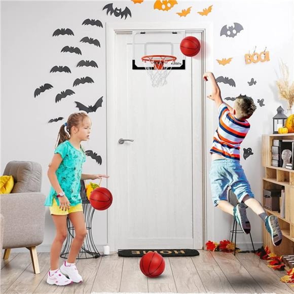 Indoor Mini Basketball Hoop Set for Kids - 17" x 12.5" Door Basketball Hoops - Picture 4 of 6